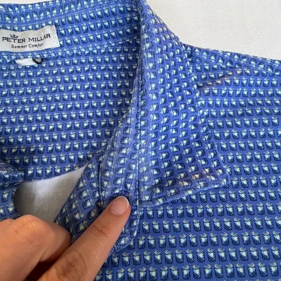 Peter Millar Men's Summer Comfort Polo Shirt Sz XL Blue Golf Casual - Picture 8 of 8